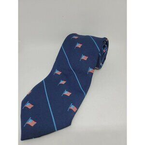 Vintage I Am An American Tie Red White & Blue Flag Prince Consort Golden Clasp
